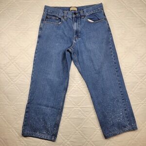 Blue‎ Mountain Wide Leg Bleach spotted blue jeans size 34X26